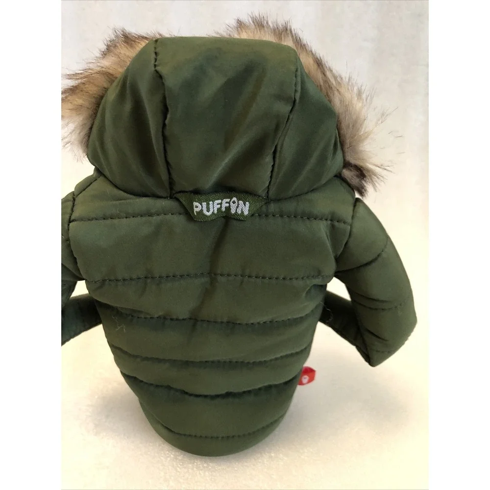 Puffin drinkwear Drink Parka Jacket Koozie The Pahka Olive Green w/ Fur Hood NEW